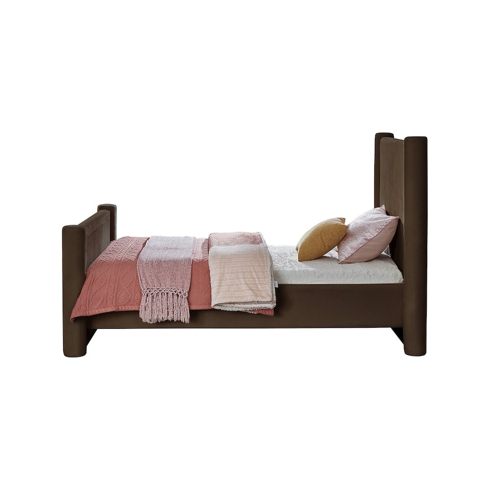 Elias Brown Velvet Twin Bed. Picture 4