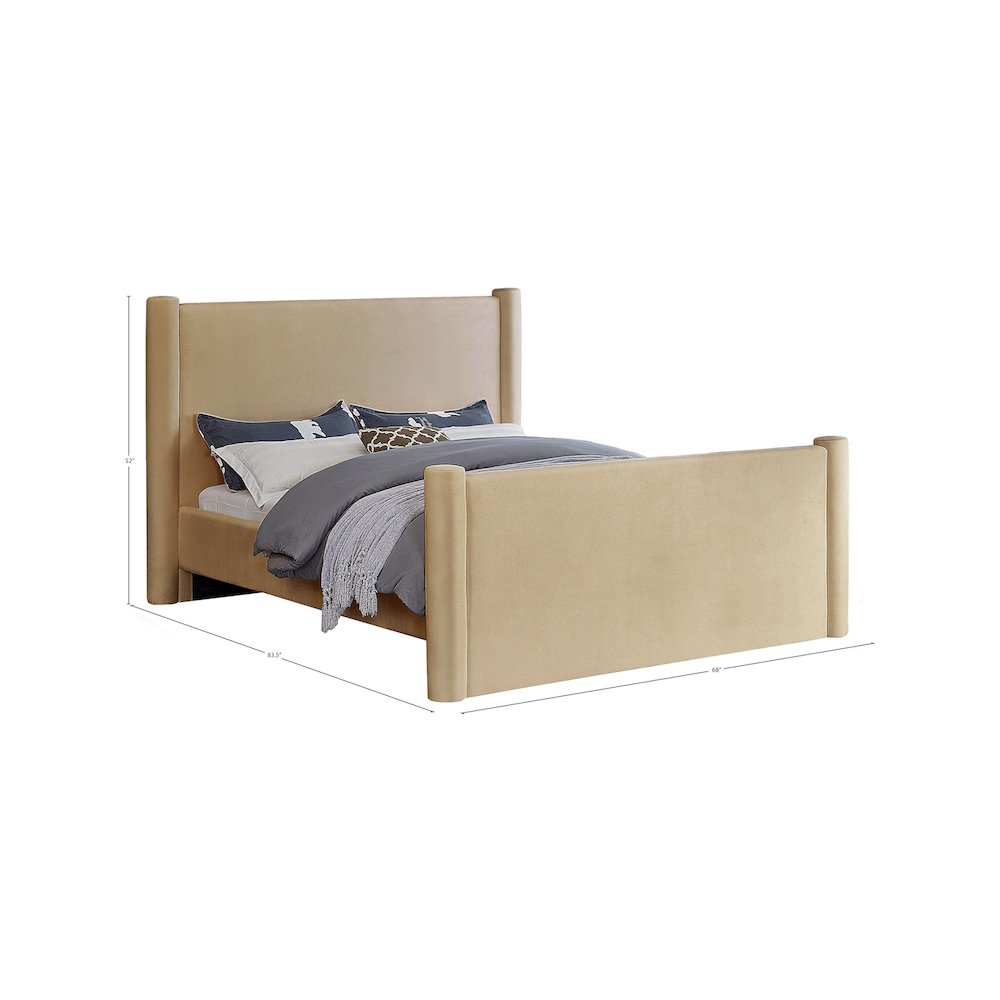 Elias Camel Velvet Full Bed. Picture 7