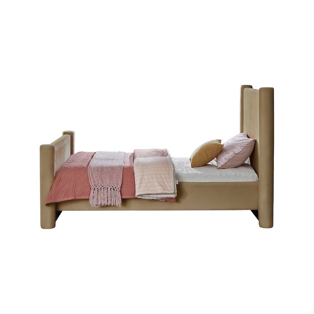 Elias Camel Velvet Twin Bed. Picture 4