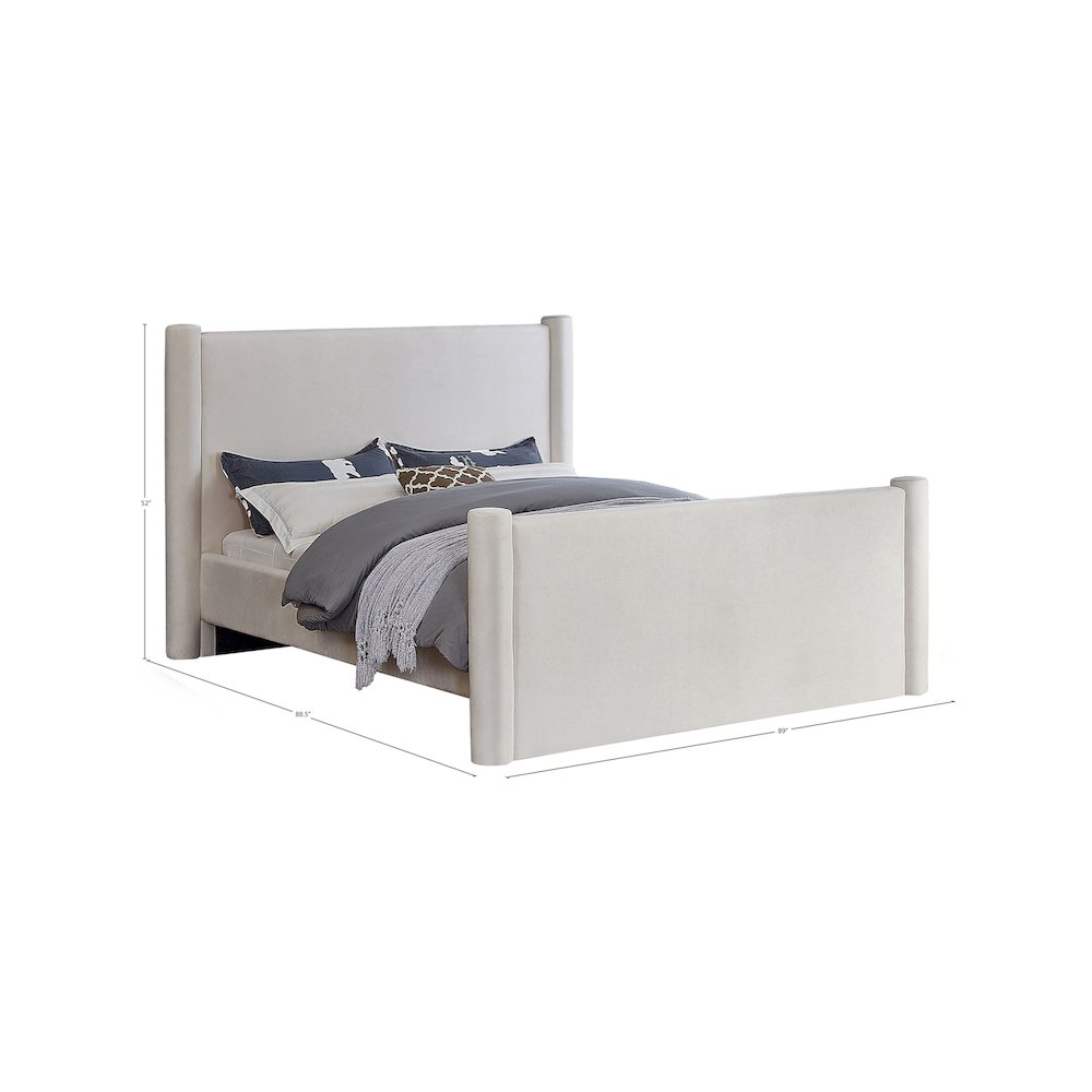 Elias Cream Velvet King Bed. Picture 7
