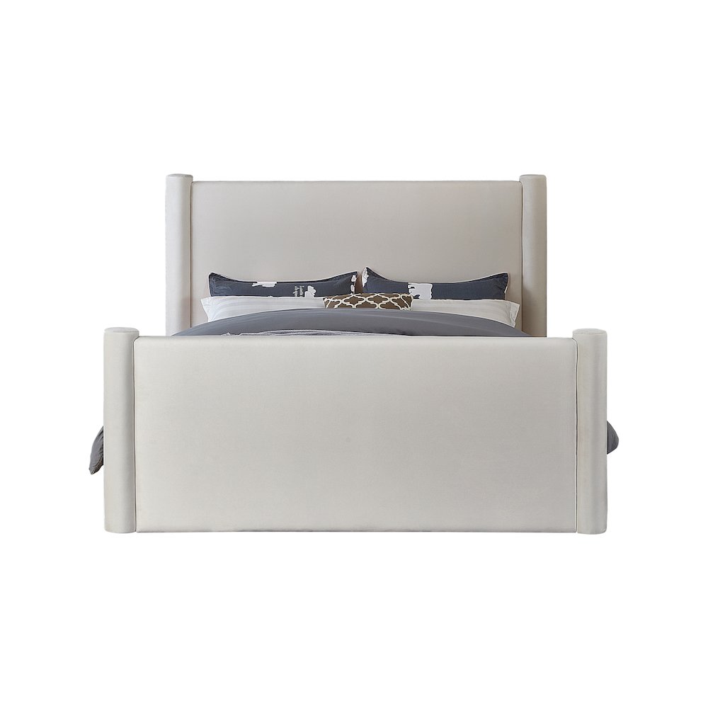 Elias Cream Velvet King Bed. Picture 2