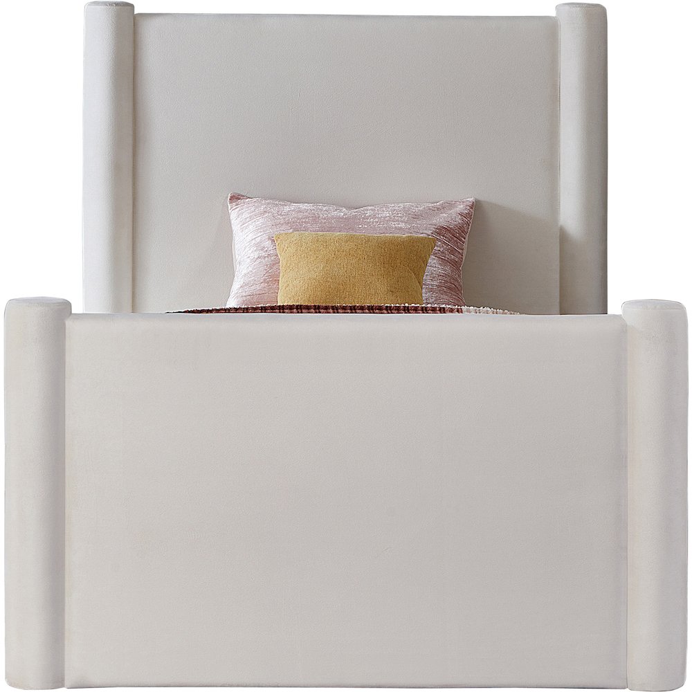 Elias Cream Velvet Twin Bed. Picture 2