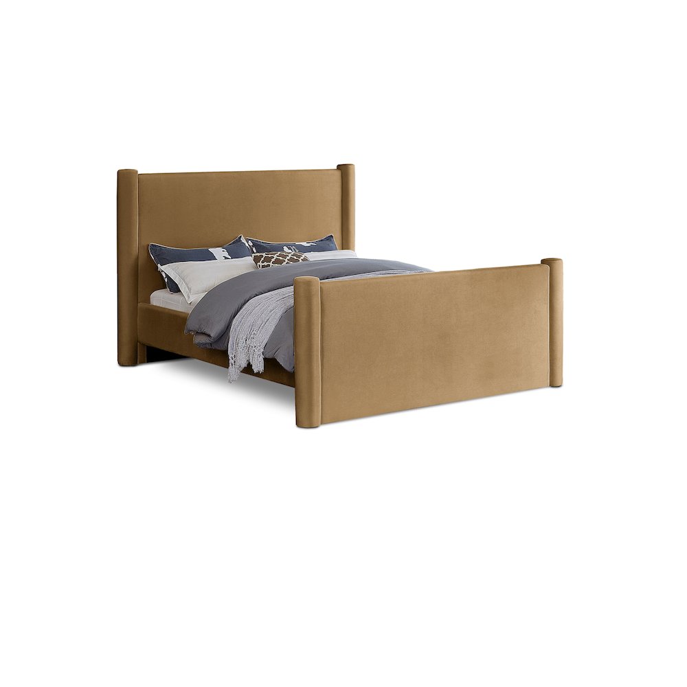 Elias Saddle Velvet King Bed. Picture 1