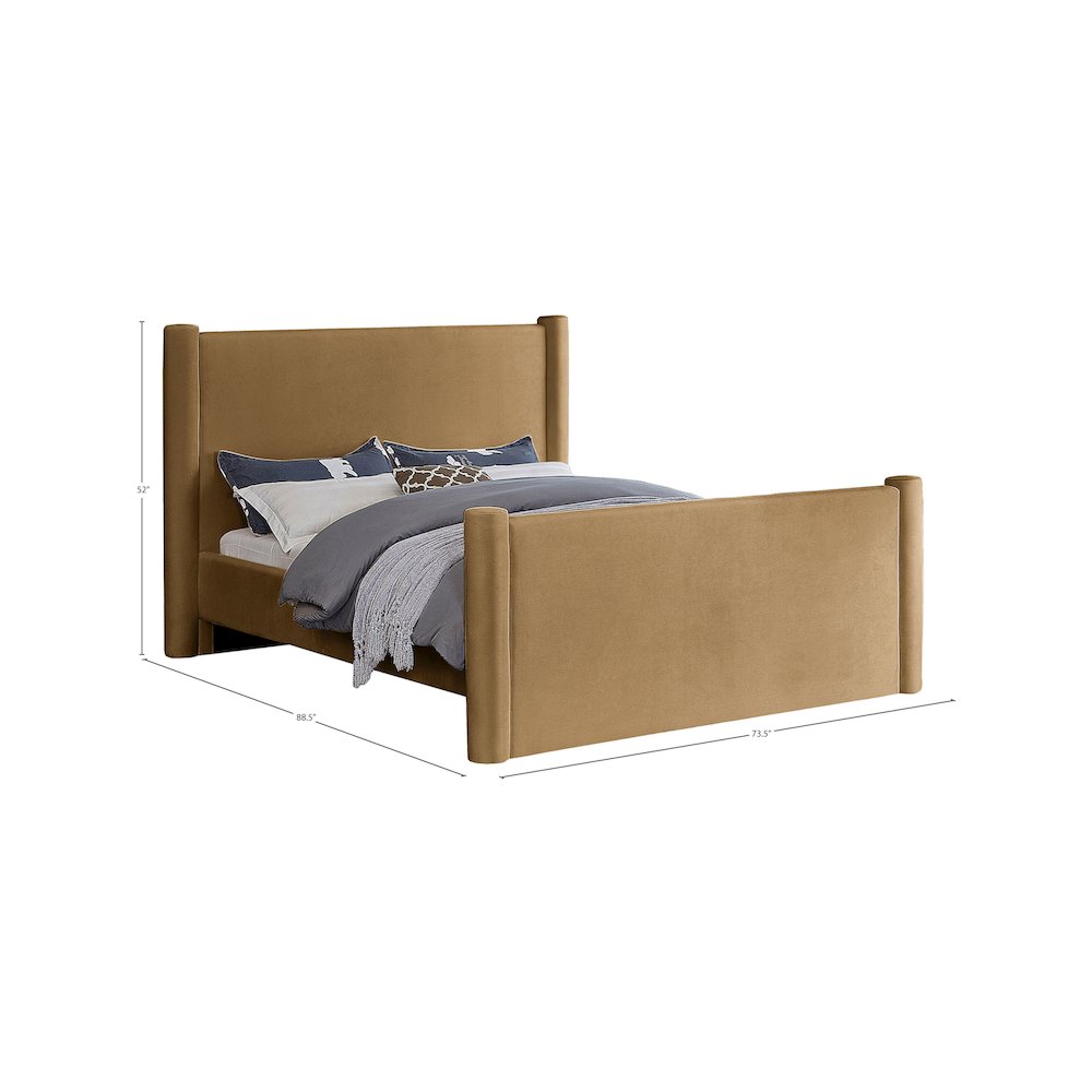 Elias Saddle Velvet Queen Bed. Picture 7