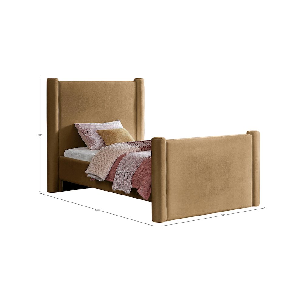 Elias Saddle Velvet Twin Bed. Picture 7