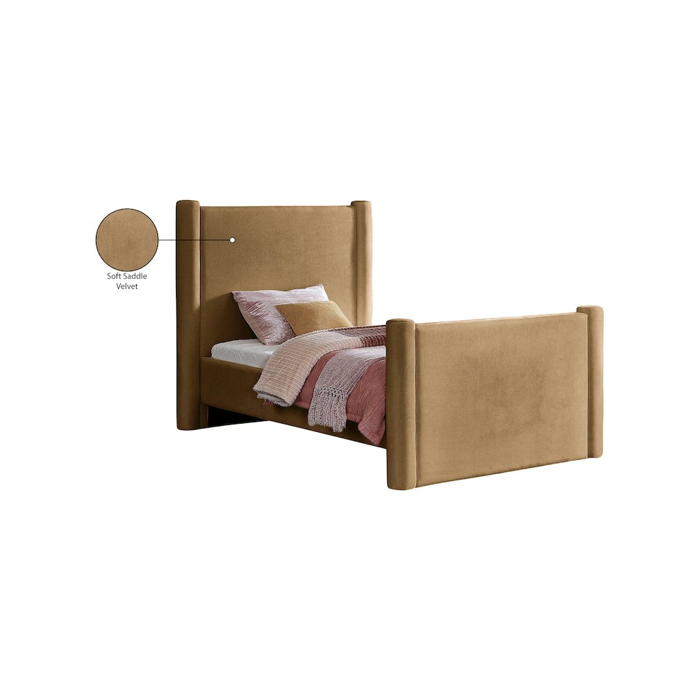 Elias Saddle Velvet Twin Bed. Picture 8