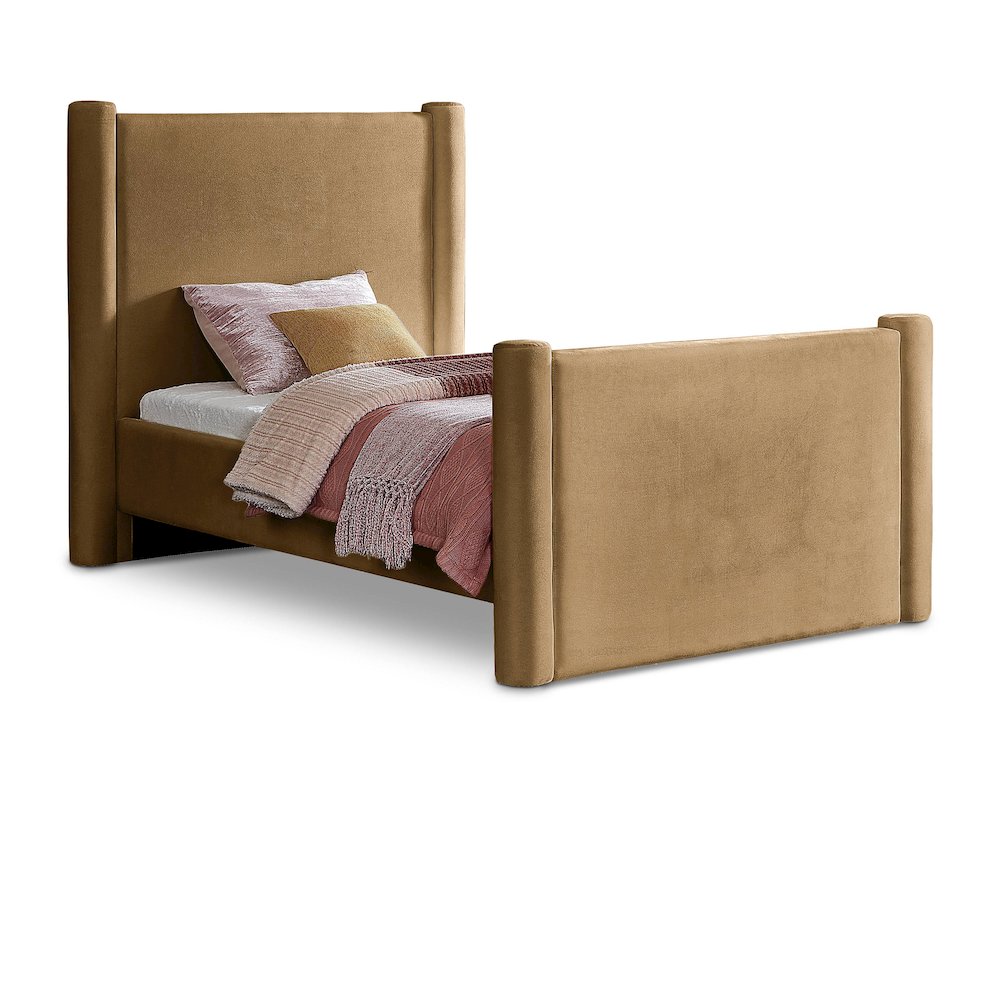 Elias Saddle Velvet Twin Bed. Picture 1