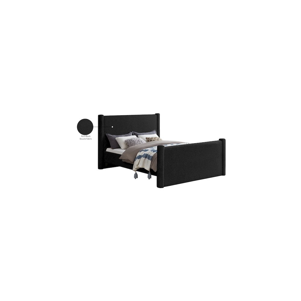 Elias Black Boucle Fabric King Bed. Picture 8