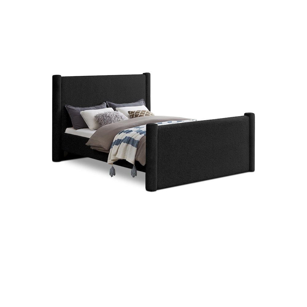 Elias Black Boucle Fabric King Bed. Picture 1