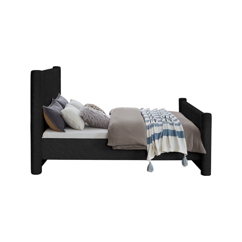 Elias Black Boucle Fabric King Bed. Picture 4