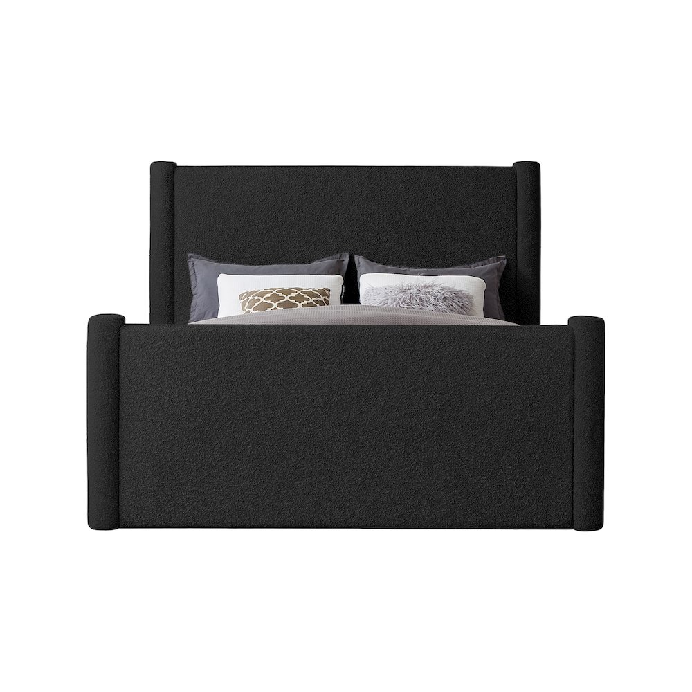 Elias Black Boucle Fabric Queen Bed. Picture 2