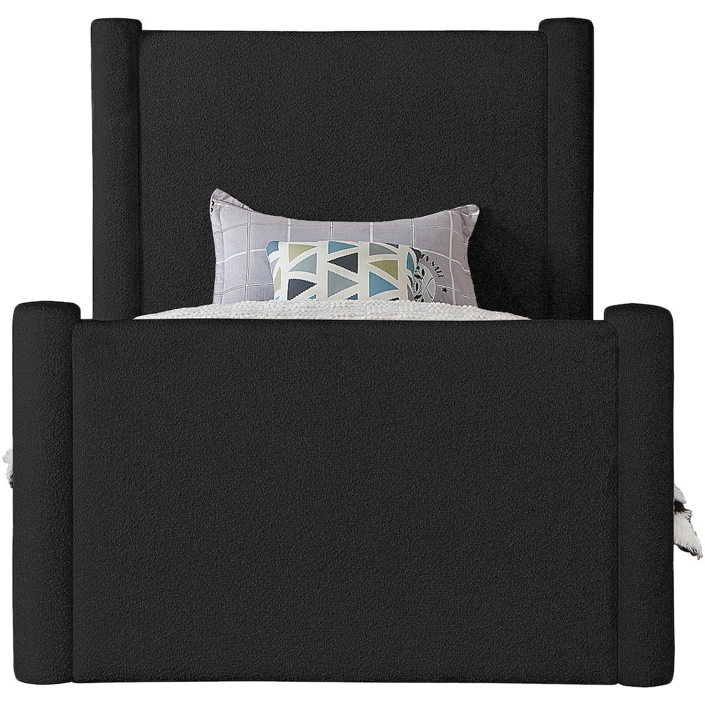 Elias Black Boucle Fabric Twin Bed. Picture 2