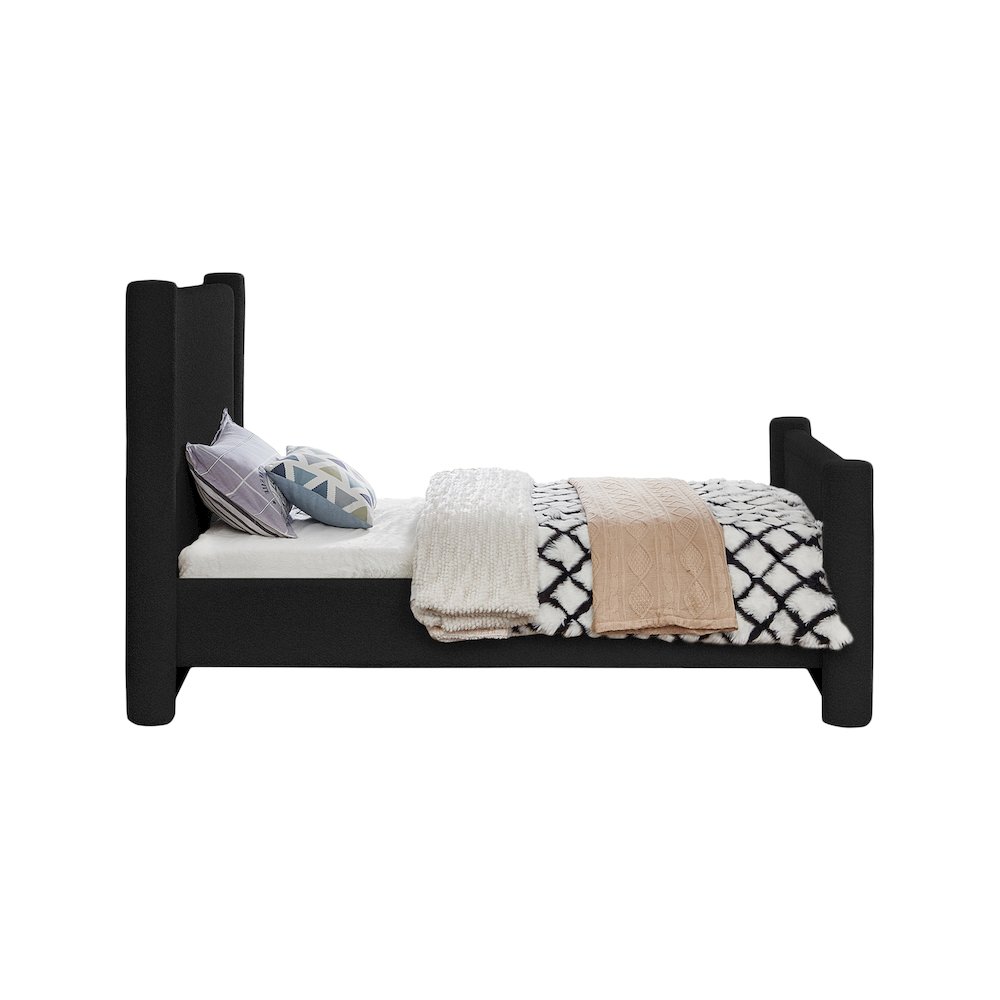 Elias Black Boucle Fabric Twin Bed. Picture 4