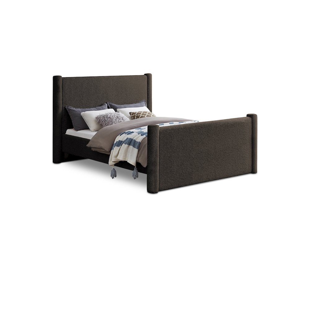 Elias Brown Boucle Fabric Full Bed. Picture 1