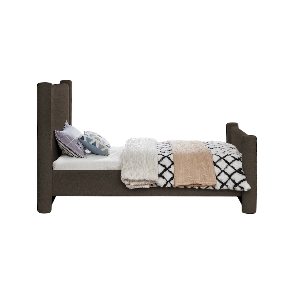 Elias Brown Boucle Fabric Twin Bed. Picture 4