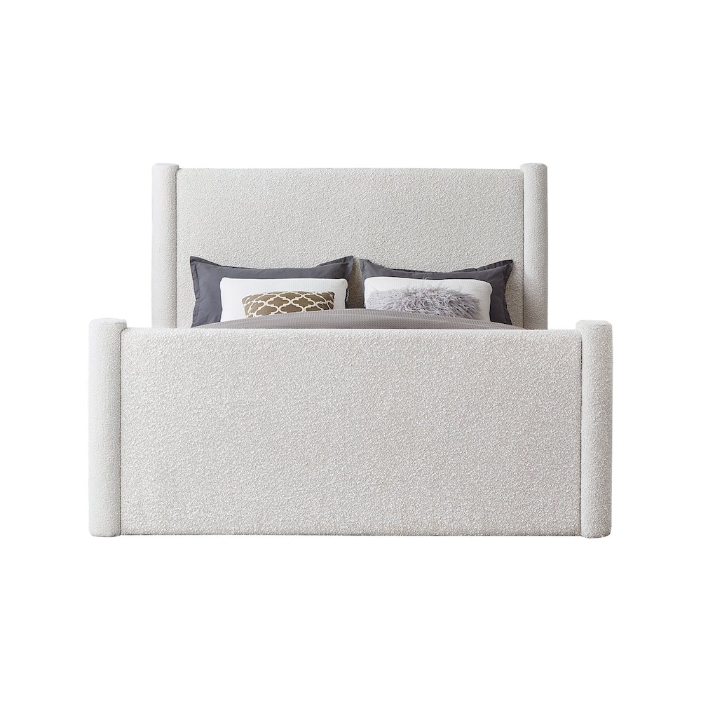 Elias Cream Boucle Fabric Full Bed. Picture 2