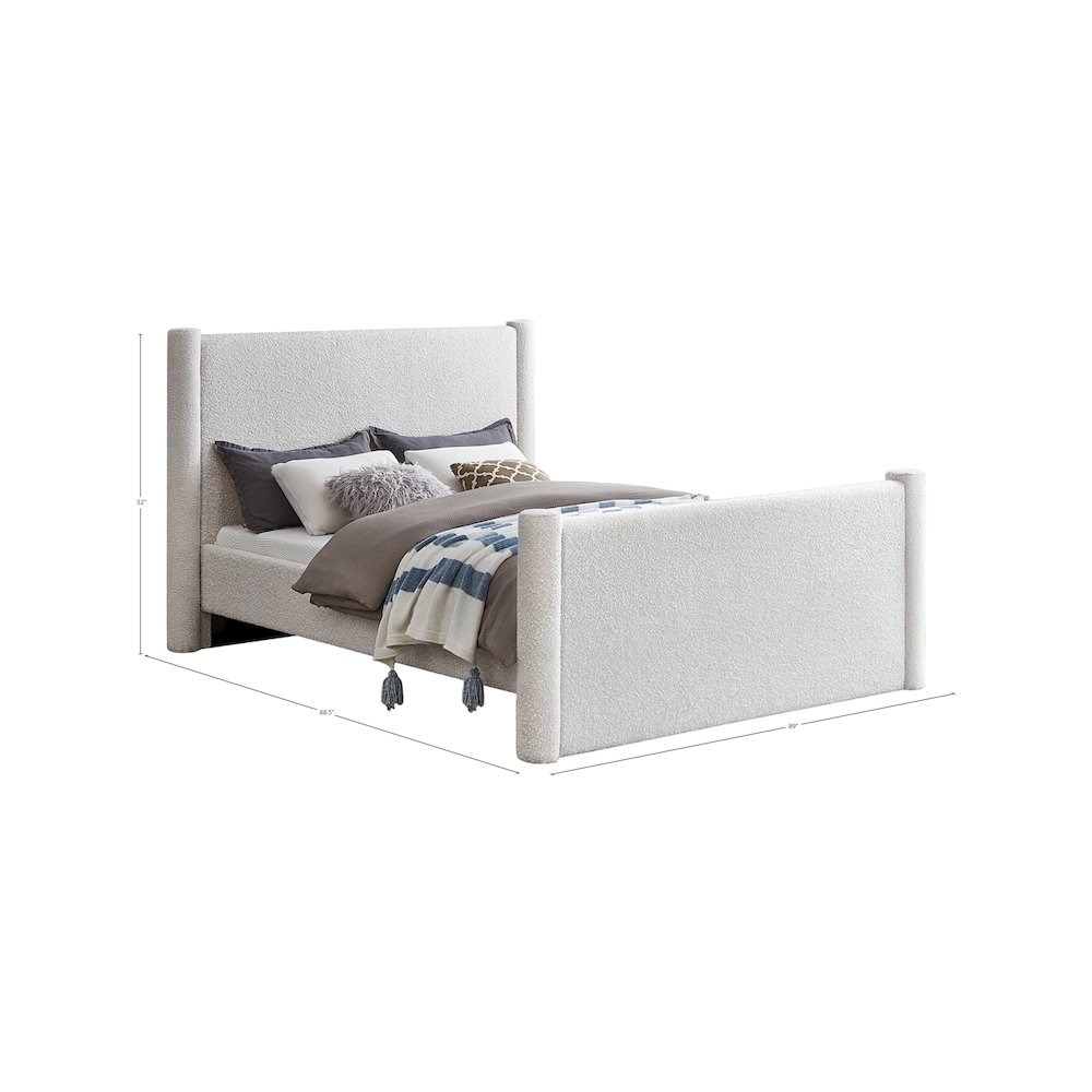 Elias Cream Boucle Fabric King Bed. Picture 7