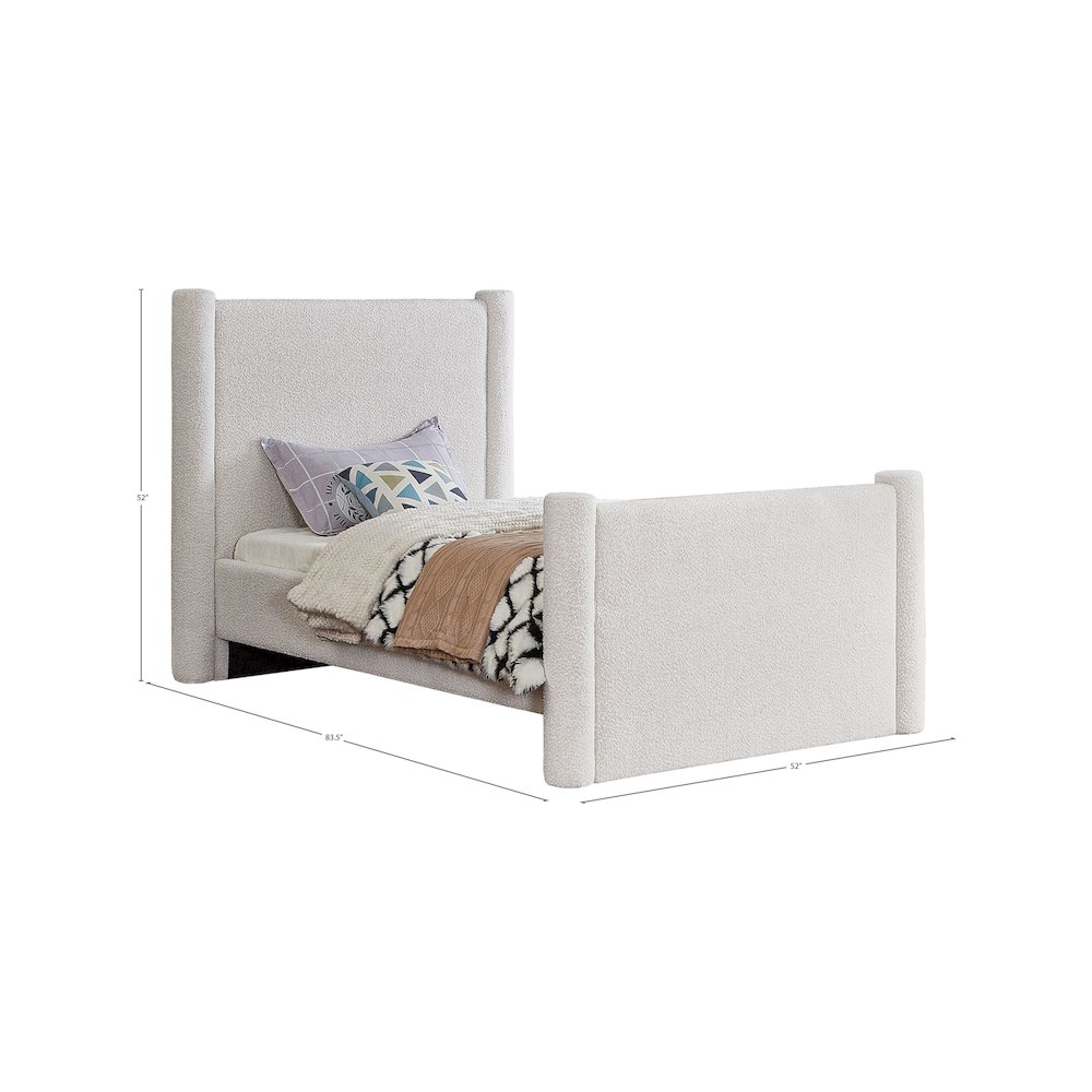 Elias Cream Boucle Fabric Twin Bed. Picture 7