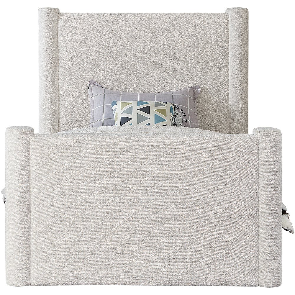 Elias Cream Boucle Fabric Twin Bed. Picture 2