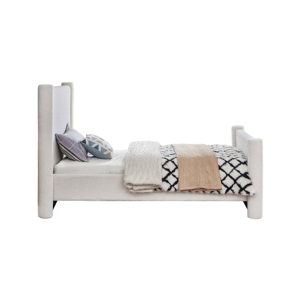 Elias Cream Boucle Fabric Twin Bed. Picture 4