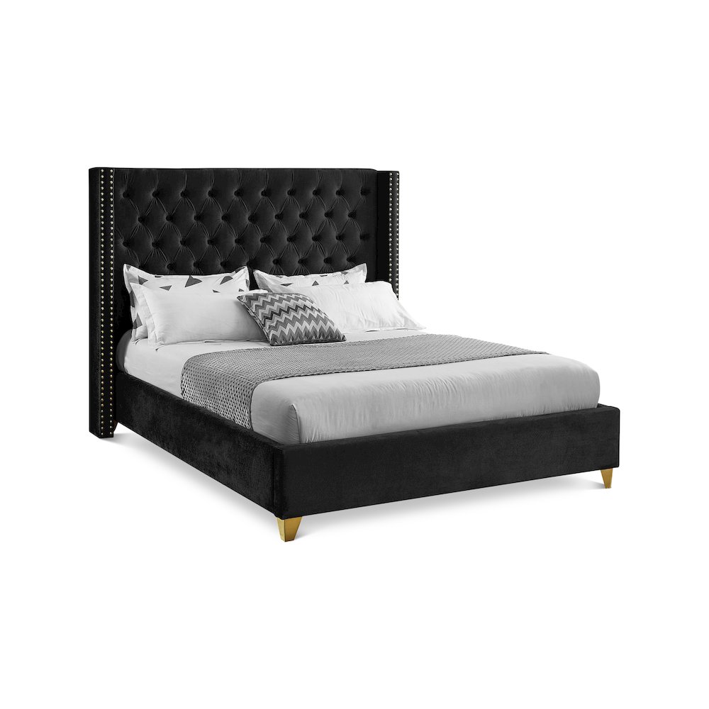 Barolo Black Velvet Full Bed. Picture 1