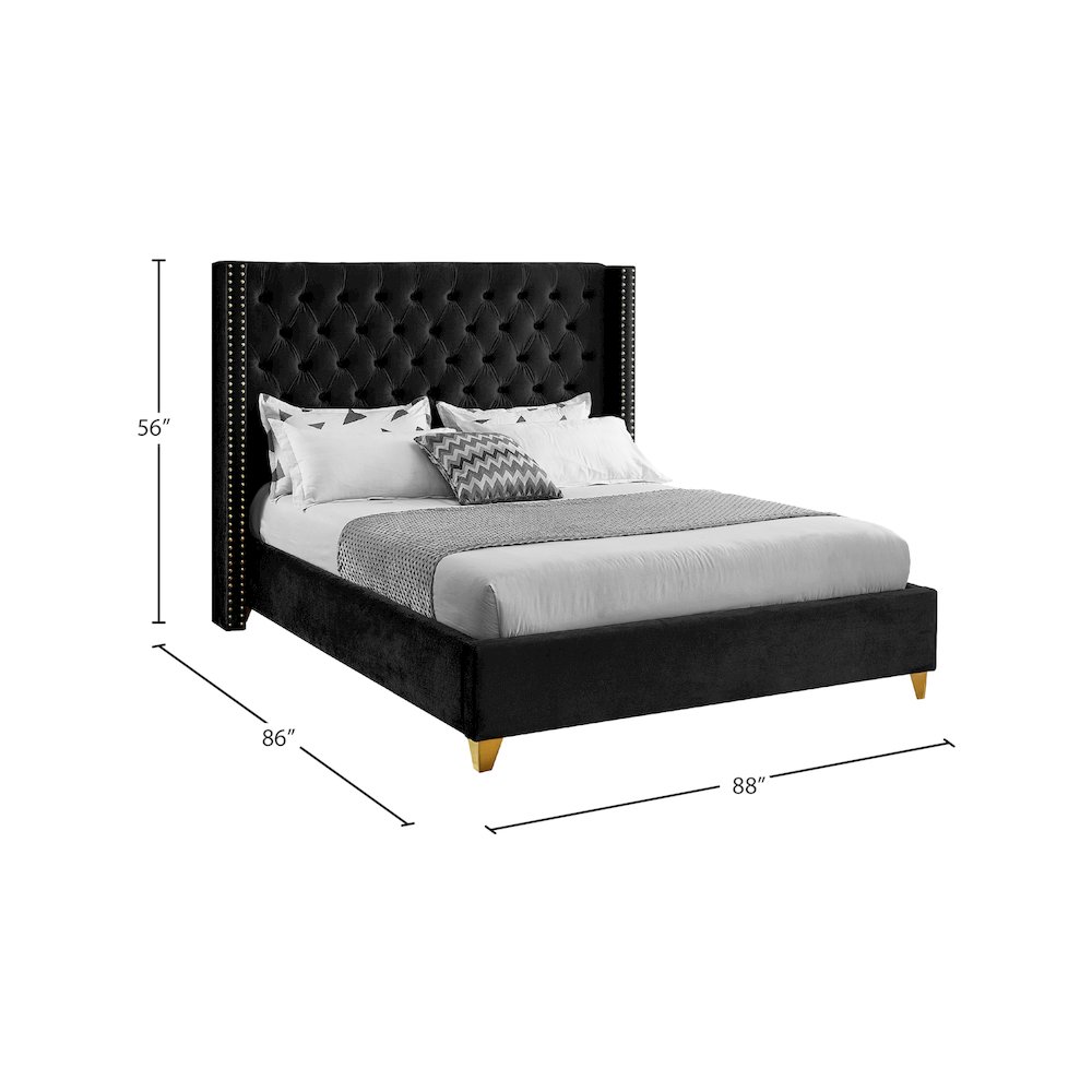 Barolo Black Velvet King Bed. Picture 7