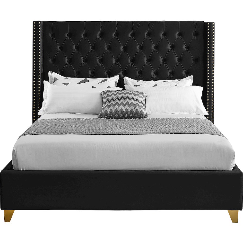 Barolo Black Velvet Queen Bed. Picture 2