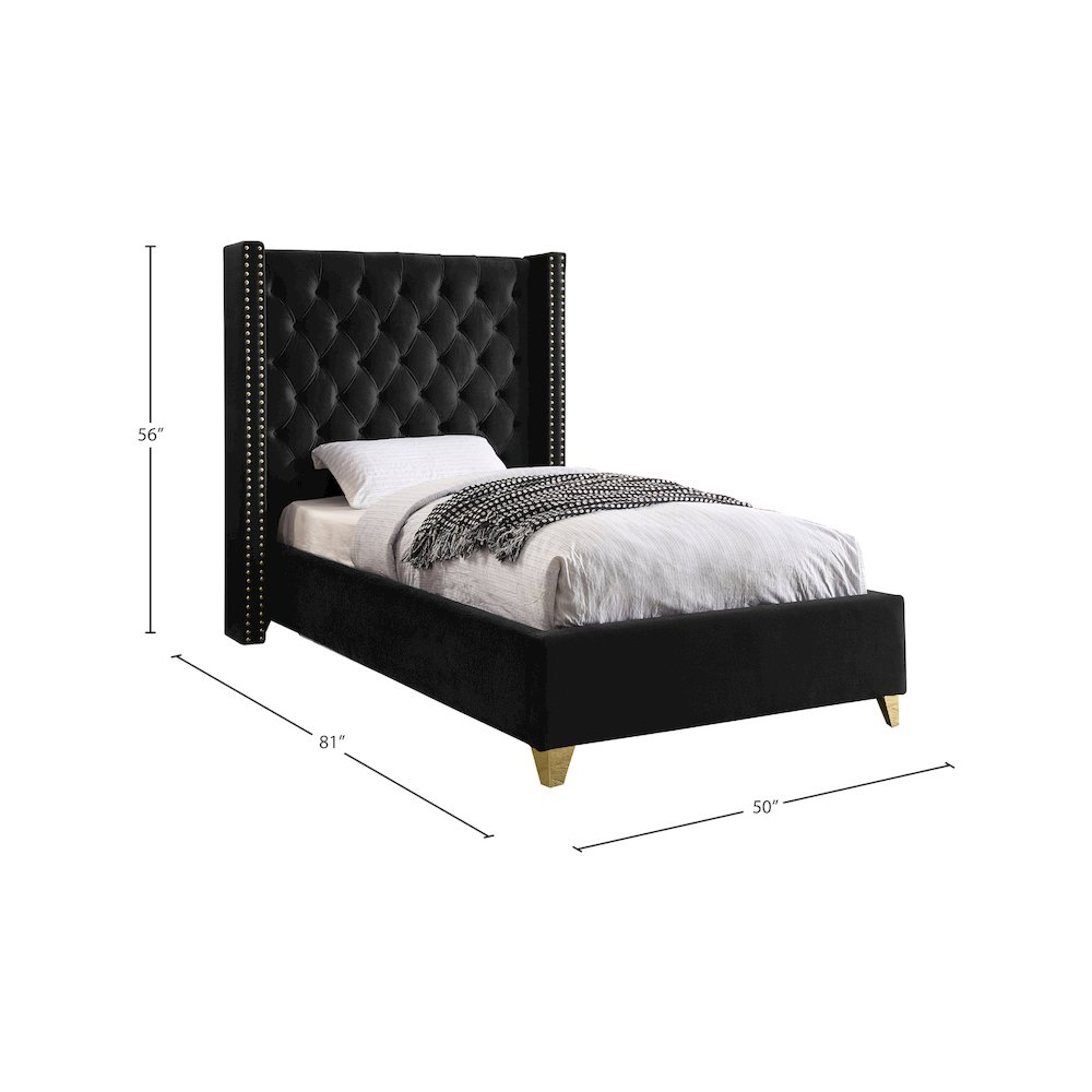Barolo Black Velvet Twin Bed. Picture 3
