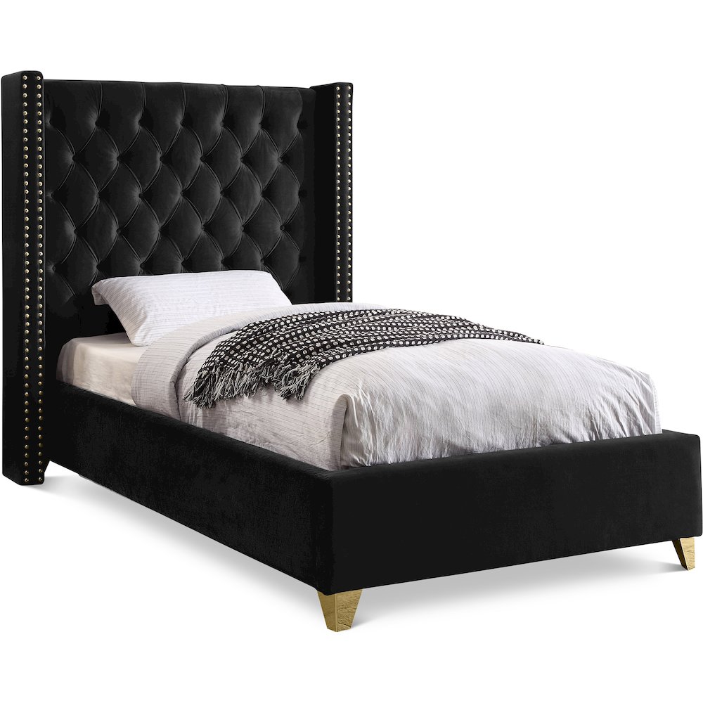 Barolo Black Velvet Twin Bed. Picture 1