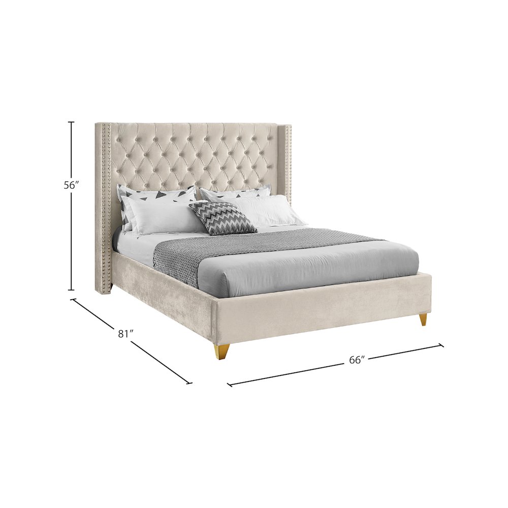 Barolo Cream Velvet Full Bed. Picture 7