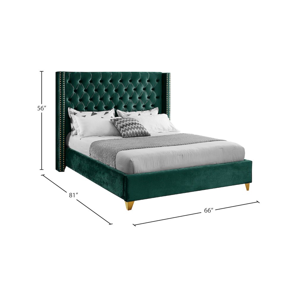 Barolo Green Velvet Full Bed. Picture 7