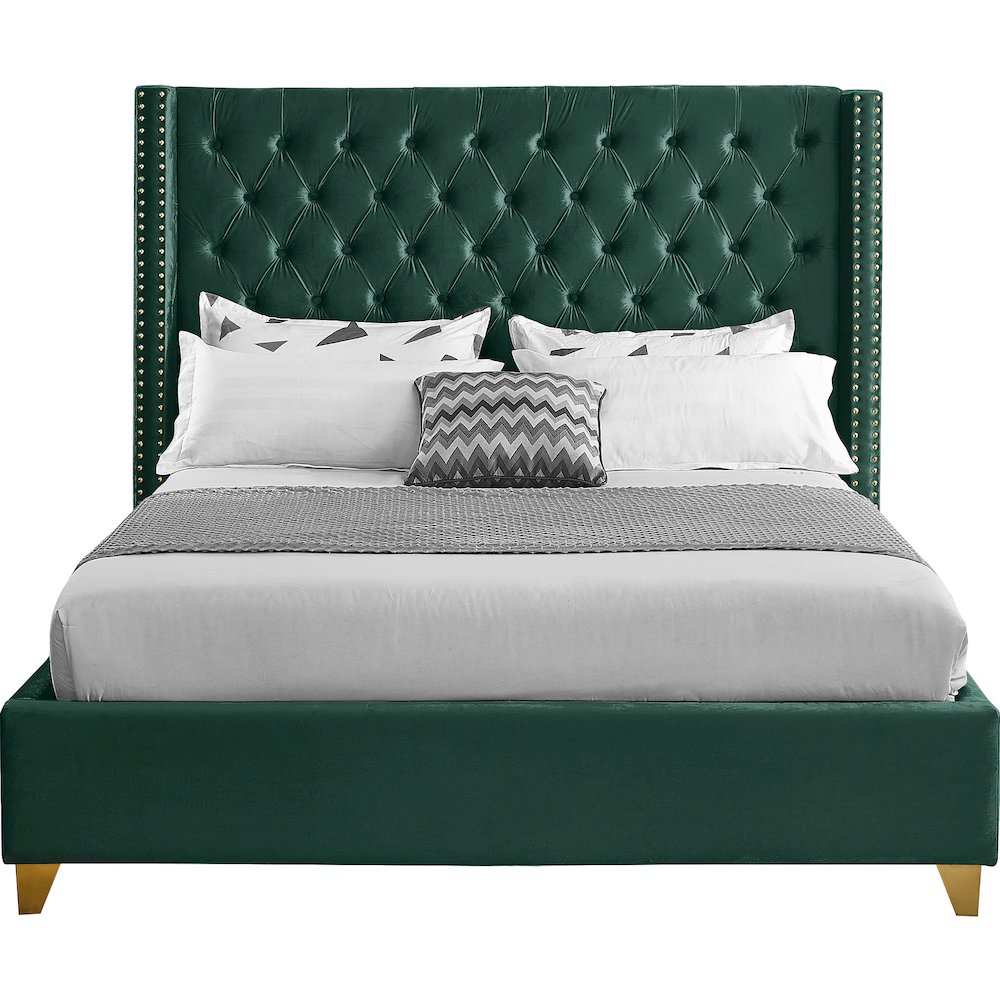Barolo Green Velvet Full Bed. Picture 2