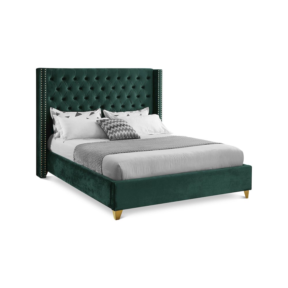 Barolo Green Velvet King Bed. Picture 1