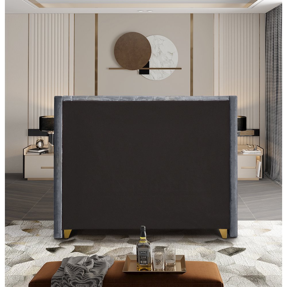 Barolo Grey Velvet Full Bed. Picture 5