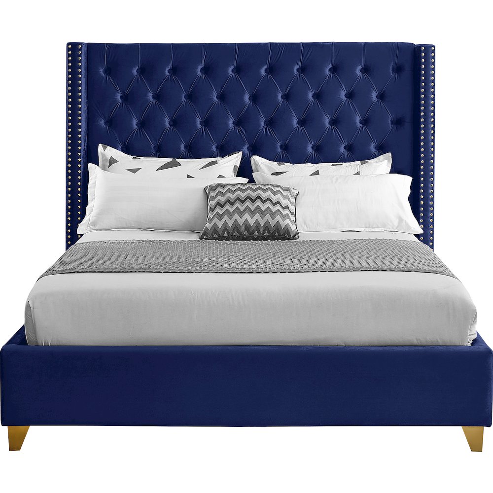 Barolo Navy Velvet Full Bed. Picture 2