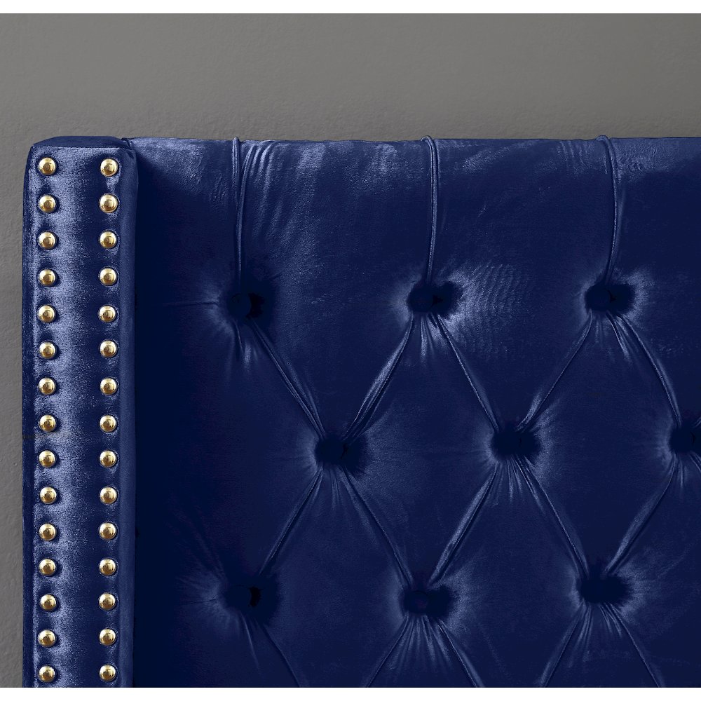 Barolo Navy Velvet King Bed. Picture 6
