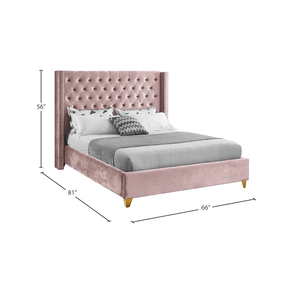 Barolo Pink Velvet Full Bed. Picture 7