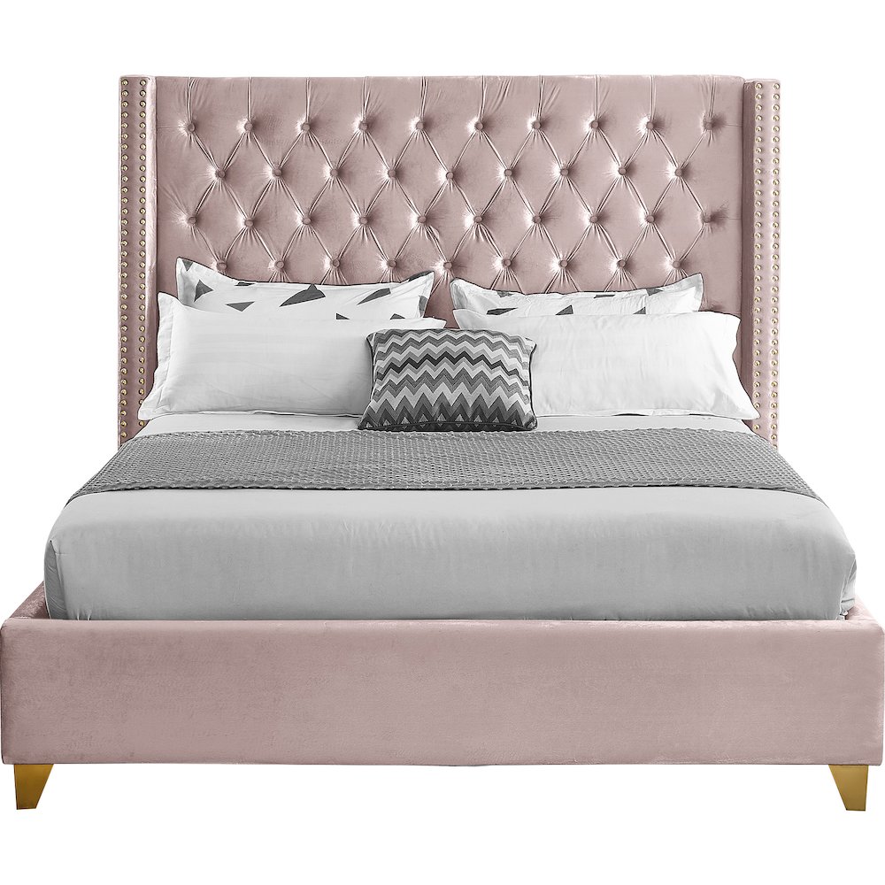 Barolo Pink Velvet Full Bed. Picture 2