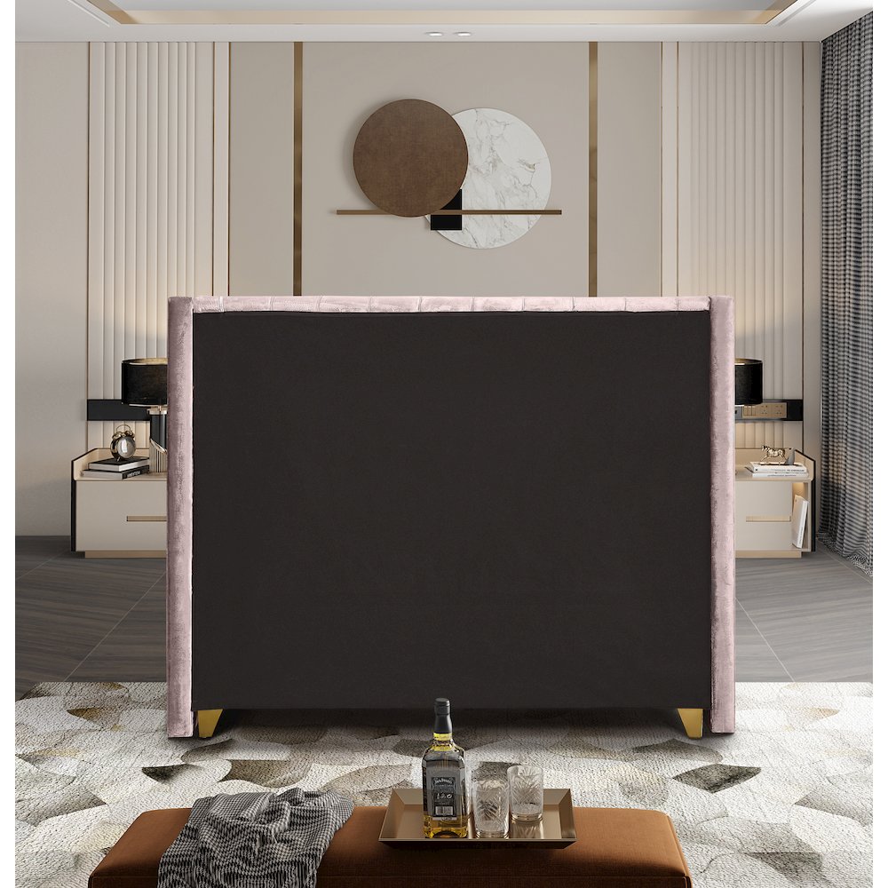 Barolo Pink Velvet King Bed. Picture 5