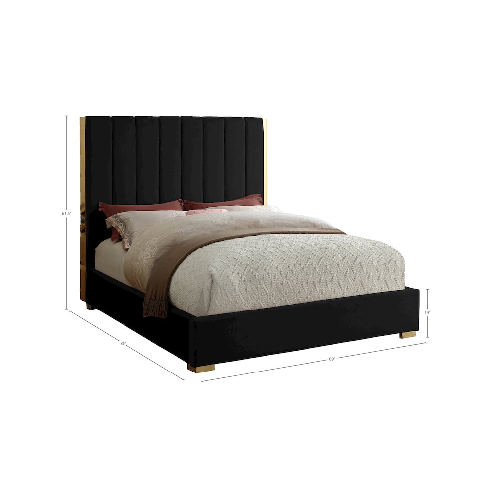 Becca Black Velvet Queen Bed. Picture 2