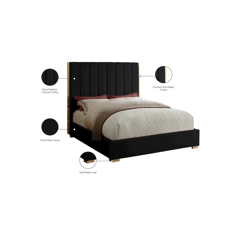 Becca Black Velvet Queen Bed. Picture 3