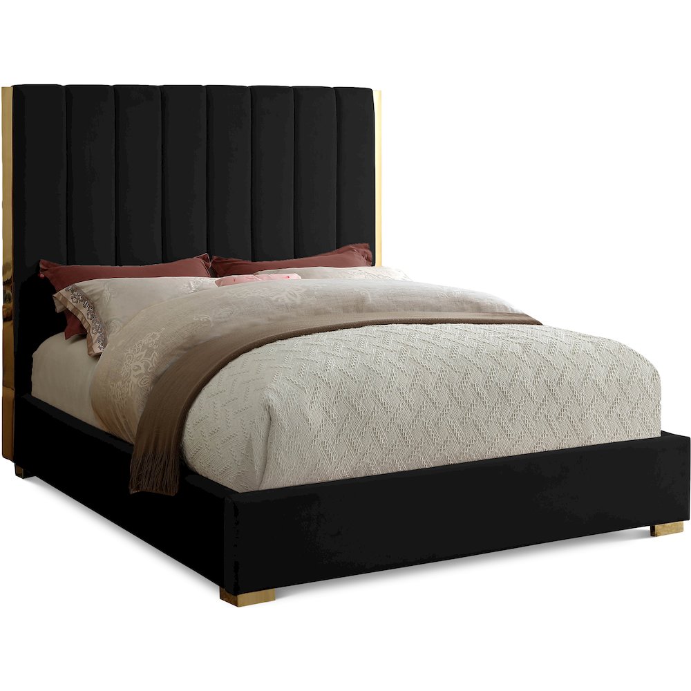 Becca Black Velvet Queen Bed. Picture 1