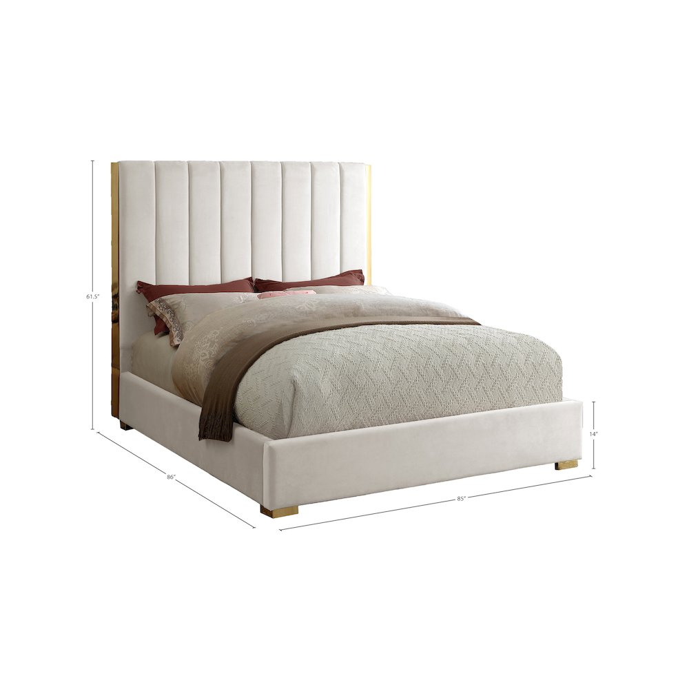 Becca Cream Velvet King Bed. Picture 2