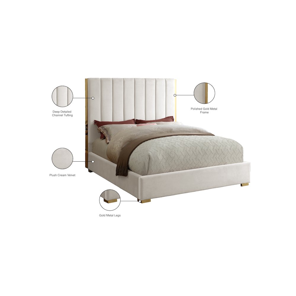 Becca Cream Velvet King Bed. Picture 3