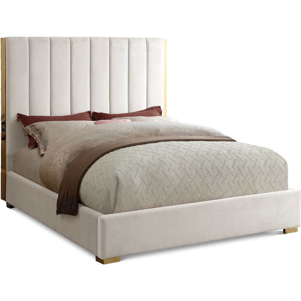 Becca Cream Velvet King Bed. Picture 1