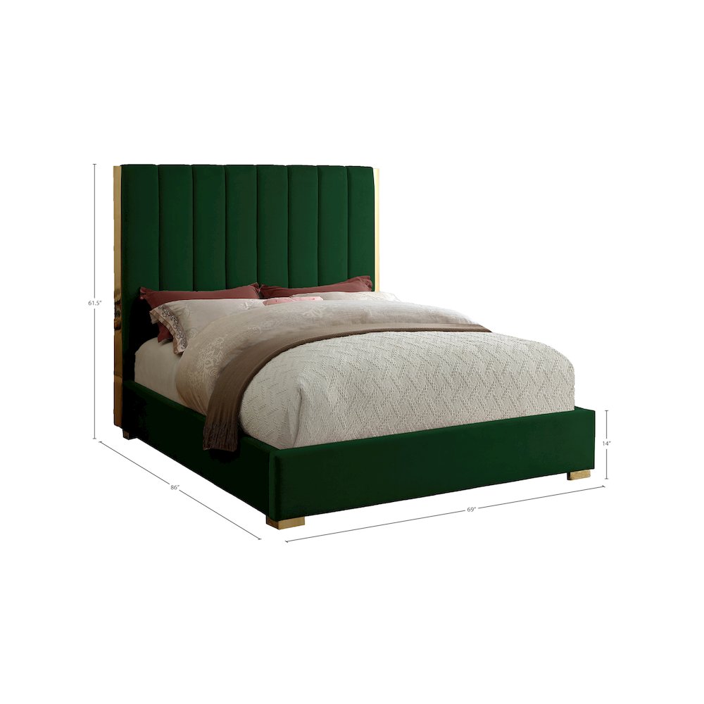 Becca Green Velvet Queen Bed. Picture 2