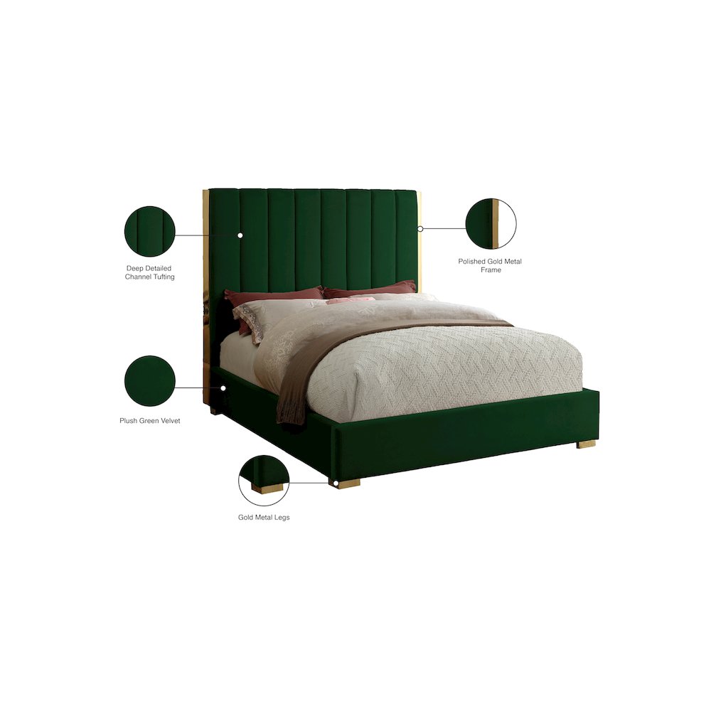 Becca Green Velvet Queen Bed. Picture 3