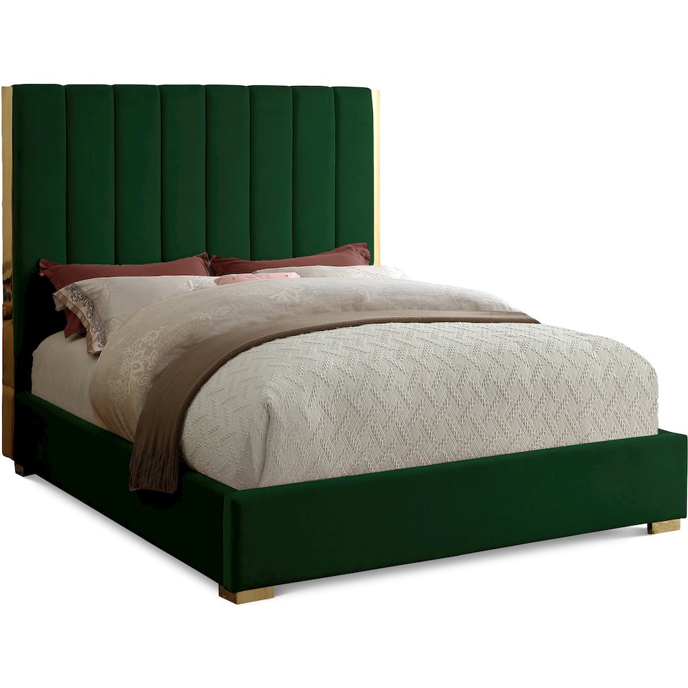 Becca Green Velvet Queen Bed. Picture 1