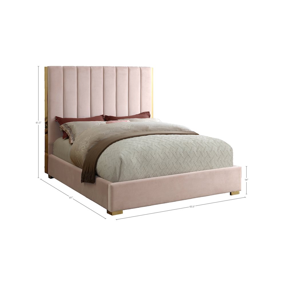 Becca Pink Velvet Full Bed. Picture 2