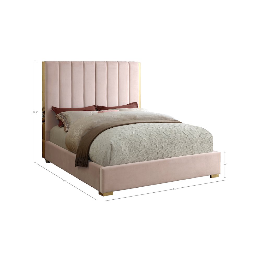 Becca Pink Velvet King Bed. Picture 2